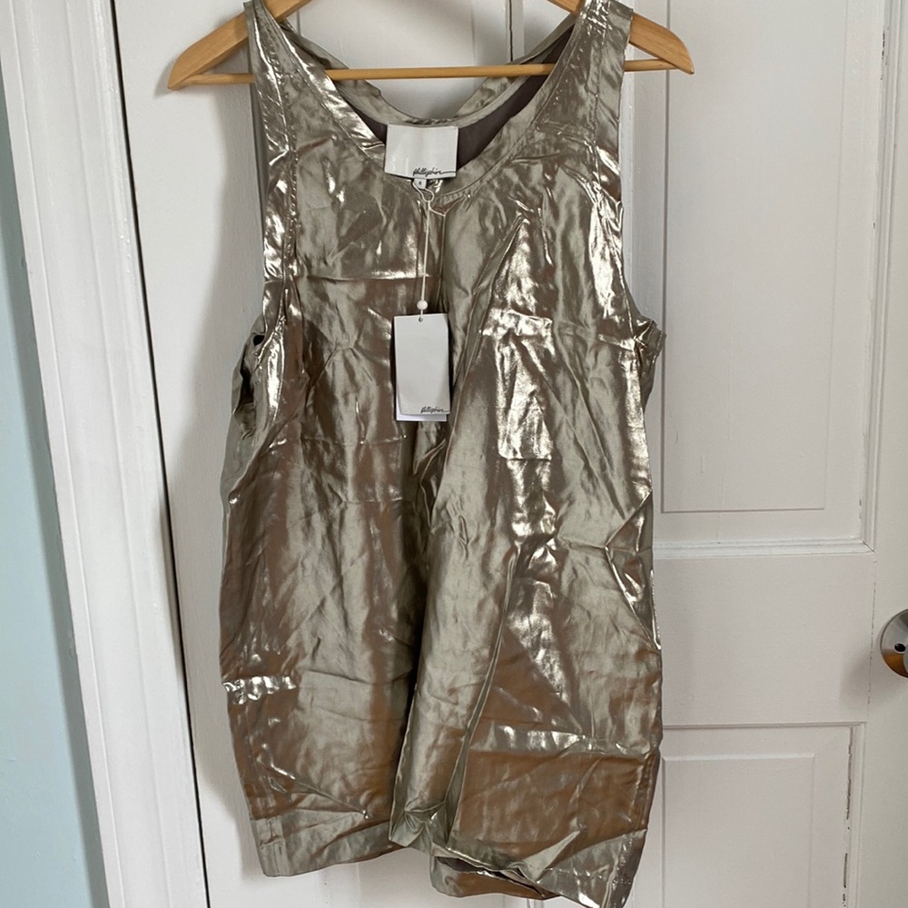 3.1 phillip lim platinum over sized tank dress with tags needs steaming